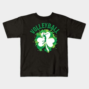 Volleyball Shamrock Irish Sports St Pattys Day Kids T-Shirt